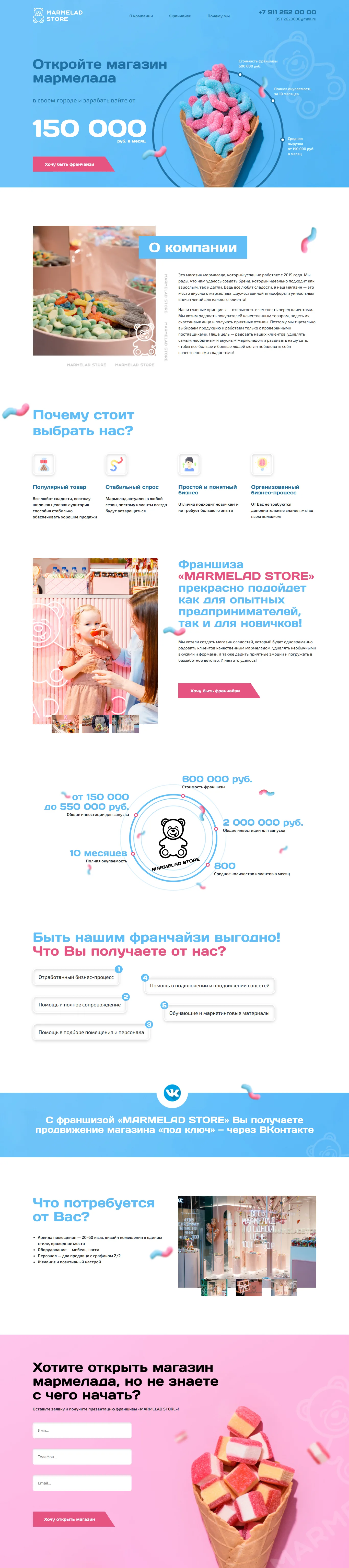 Лендинг для франшизы